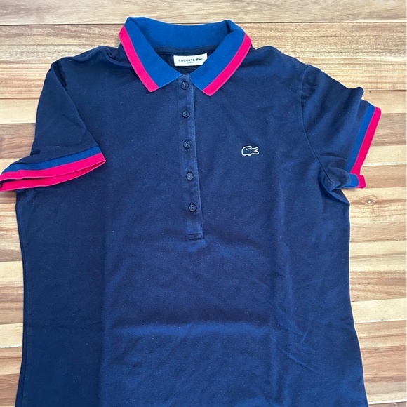 Lacoste Tops Lacoste Womens Polo Slim Fit Size 42 Navy Blue Color